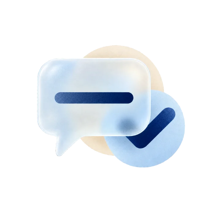 Icon: Sprechblase mit Häkchen